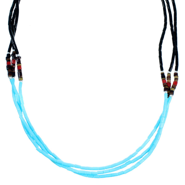 Multicolor Authentic Sterling Silver 3-Strand Bead Necklace RX114236